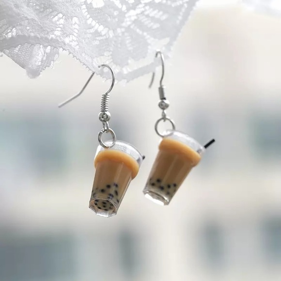 Boba/Pearl Tea Adorable Handmade Food Earrings - Picture 6 of 6